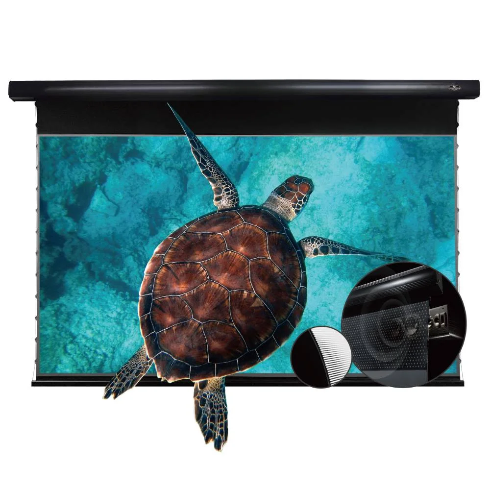 Acoustically Transparent Retractable Rising Screen VIVIDSTORM PRO P Slimline Motorised Drop Down Projector Screen for UST ...