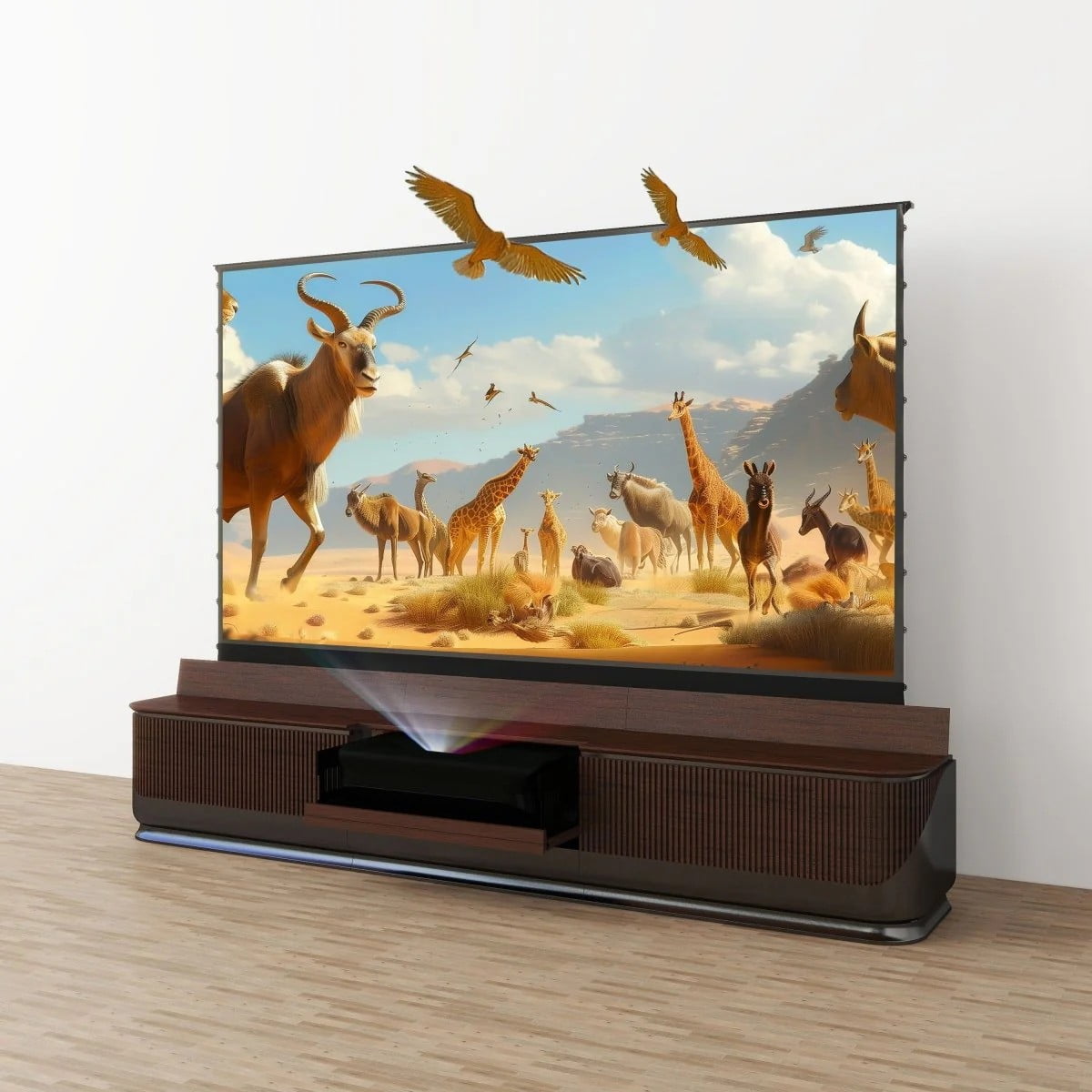 VIVIDSTORM Fully Concealed Premium Motorized Laser TV Cabinet DUNE