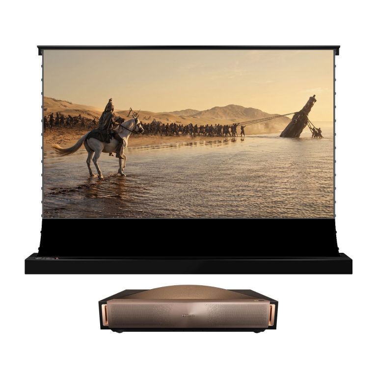 BUNDLE Hisense L9Q Pro 4K UST Projector with VIVIDSTORM S PRO motorised floor rising CLR/ALR projector screen